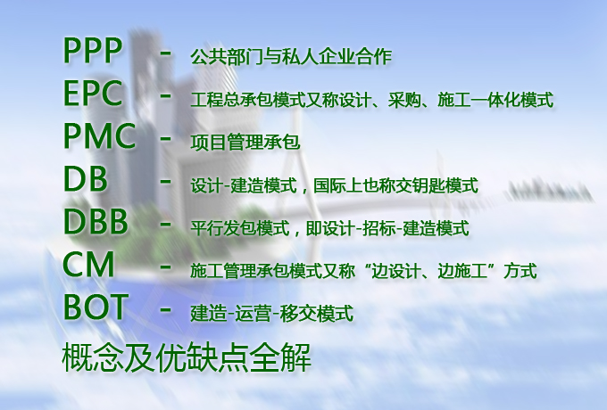 【最全】PPP、EPC、PMC、DB、DBB、CM、BOT概念及優(yōu)缺點全解